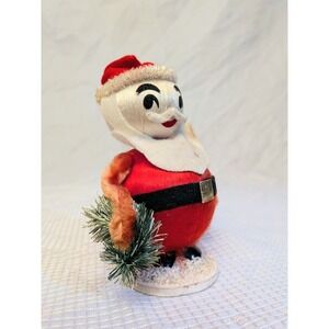 Vintage Satin Ball Santa Claus Christmas Figurine Japan 6" Mid-Century Kitsch